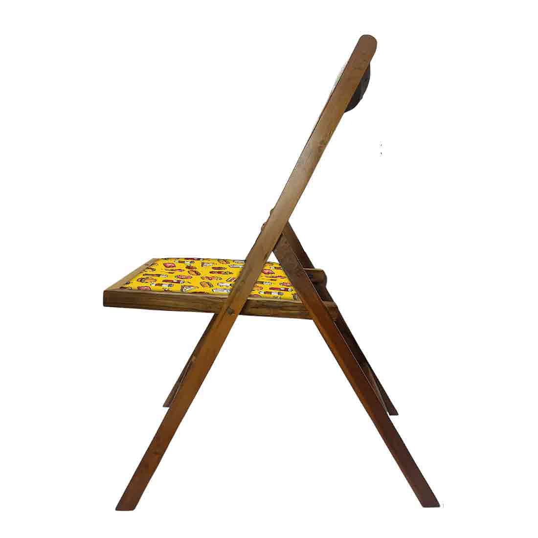 Nutcase Teak Wood Folding Chair For Adults - Breakfast Yellow Nutcase