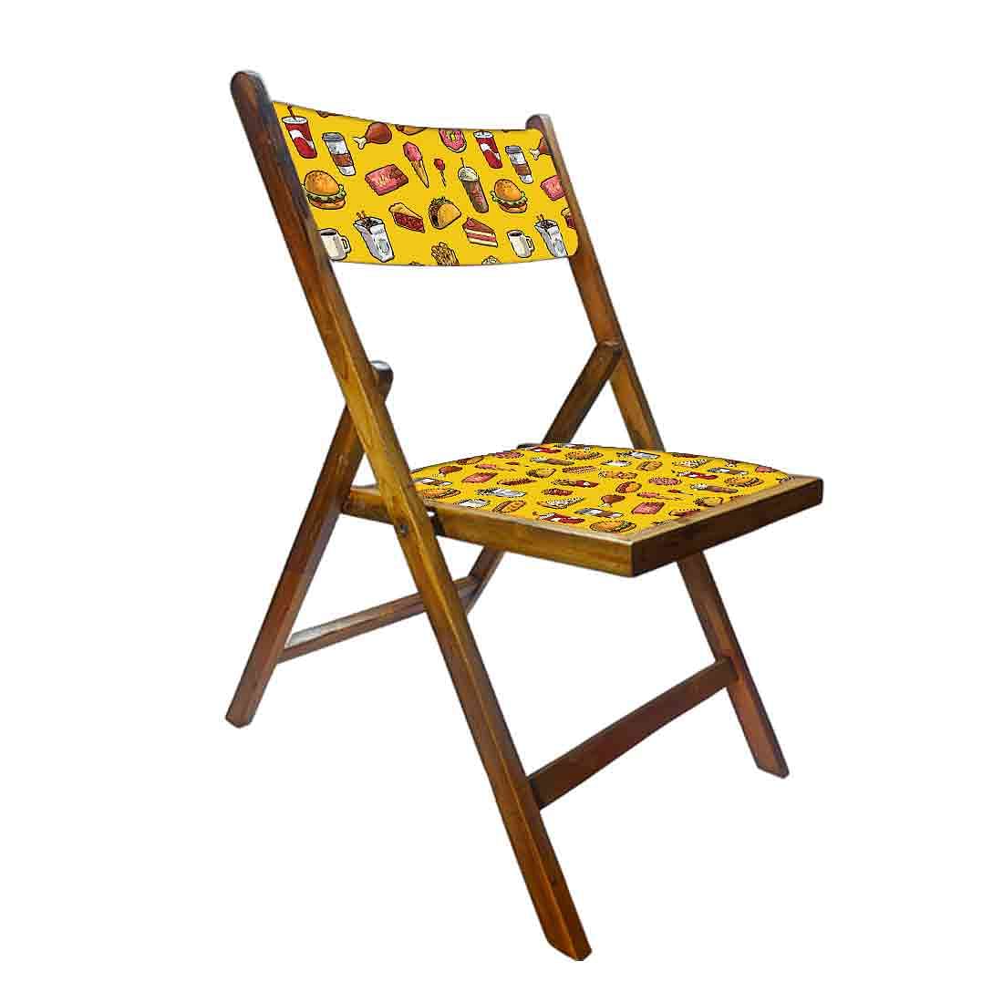 Nutcase Teak Wood Folding Chair For Adults - Breakfast Yellow Nutcase