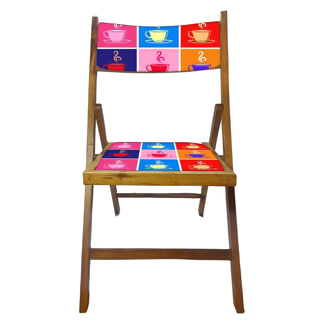 Nutcase Wooden Chairs With Cushion Seat For Balcony - Colorful Hot Tea Nutcase