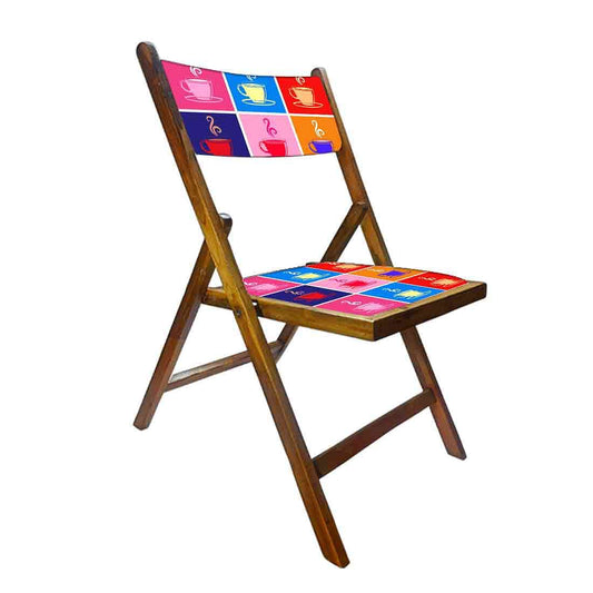 Nutcase Wooden Chairs With Cushion Seat For Balcony - Colorful Hot Tea Nutcase