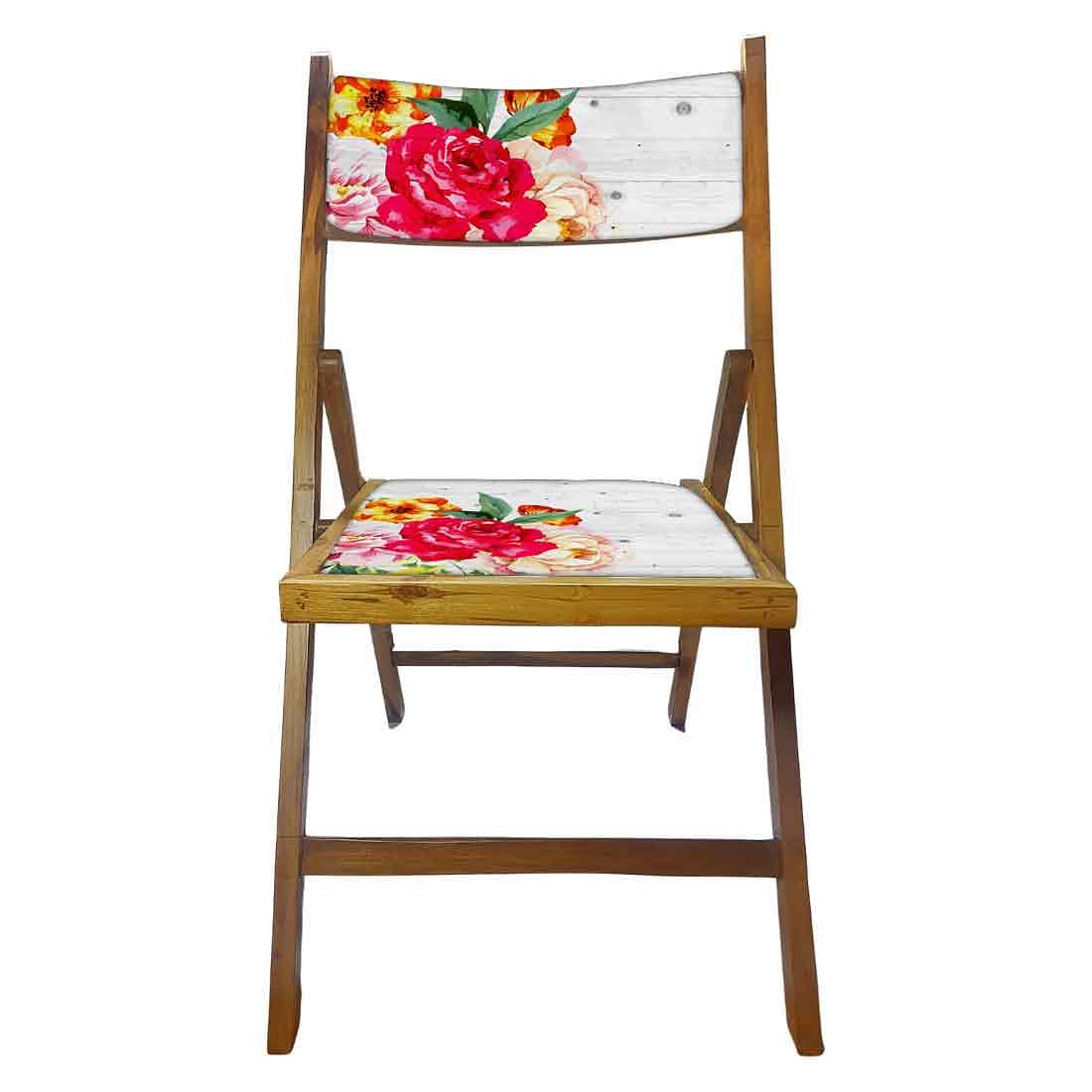 Nutcase Foldable Chair With Cushion - Red Rose White Background Nutcase