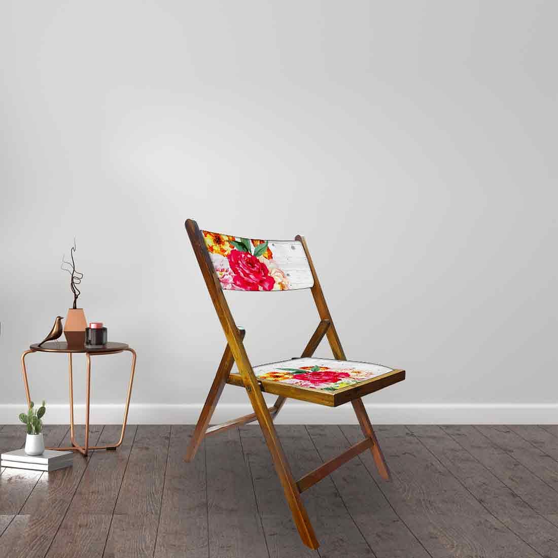 Nutcase Foldable Chair With Cushion - Red Rose White Background Nutcase
