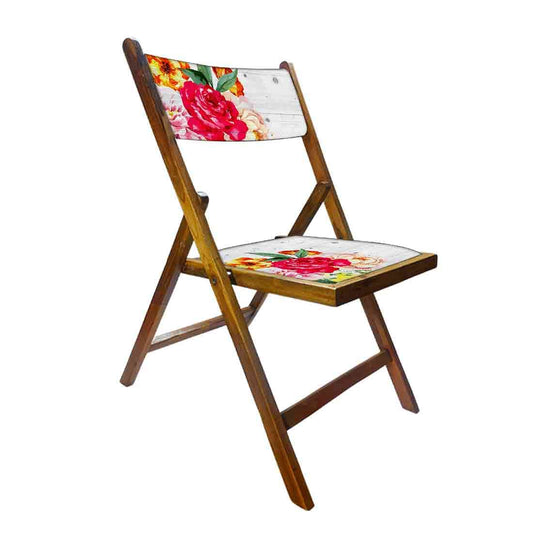Nutcase Foldable Chair With Cushion - Red Rose White Background Nutcase