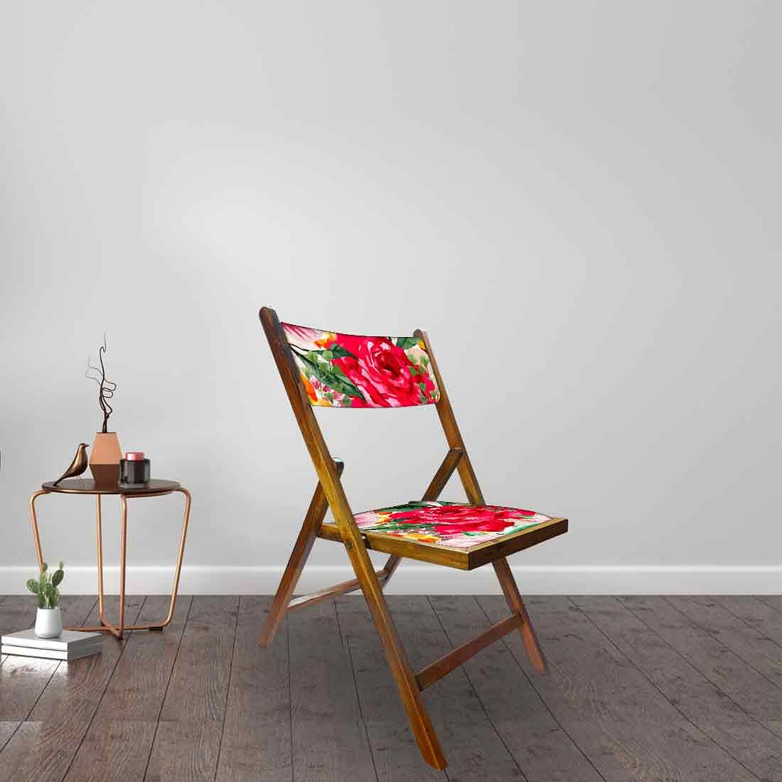 Nutcase Wooden Chair with cushion for Garden - Red Rose Nutcase