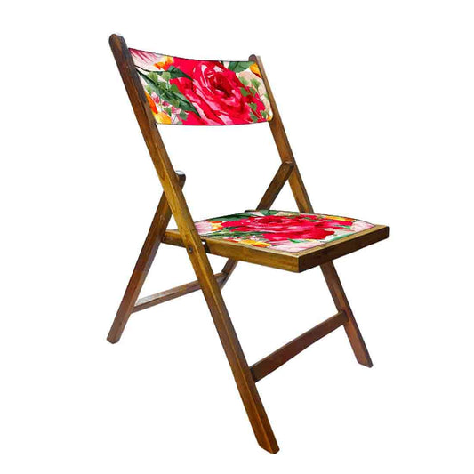 Nutcase Wooden Chair with cushion for Garden - Red Rose Nutcase