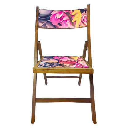 Nutcase Folding Wooden Chair For Balcony Patio - Pink Blue Rose Nutcase