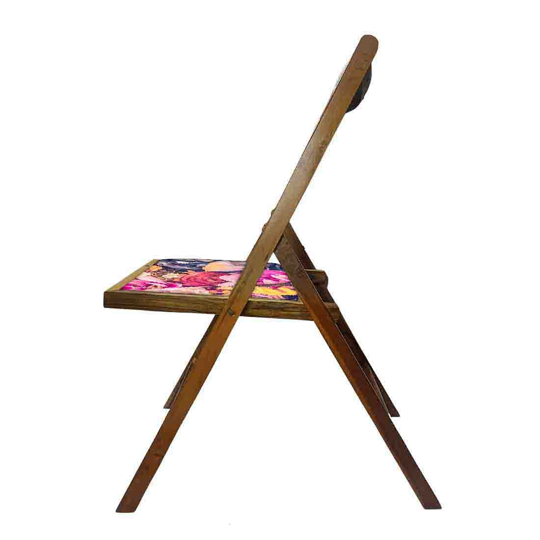 Nutcase Folding Wooden Chair For Balcony Patio - Pink Blue Rose Nutcase