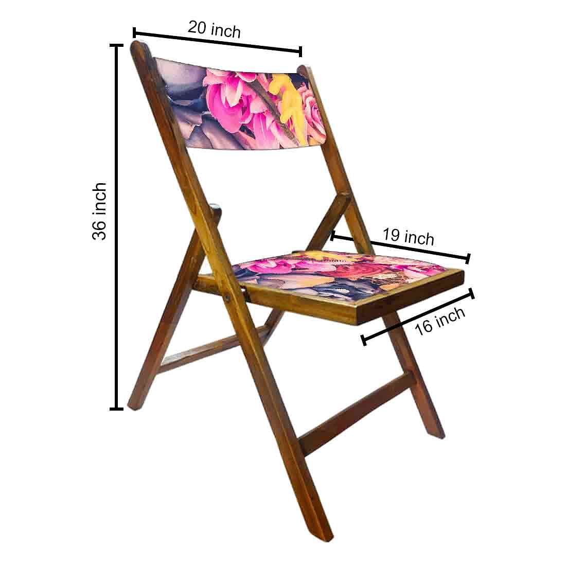 Nutcase Folding Wooden Chair For Balcony Patio - Pink Blue Rose Nutcase