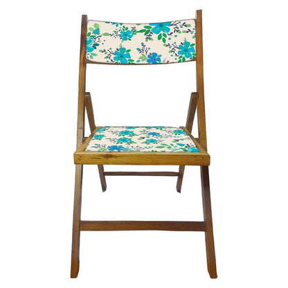 Nutcase Folding Chair Wooden For Home Dining - Blue Floral Nutcase