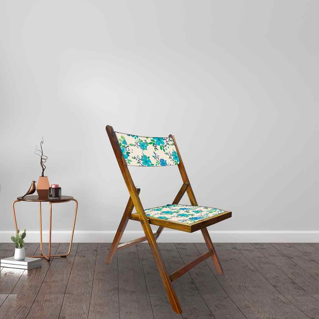 Nutcase Folding Chair Wooden For Home Dining - Blue Floral Nutcase