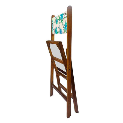 Nutcase Folding Chair Wooden For Home Dining - Blue Floral Nutcase