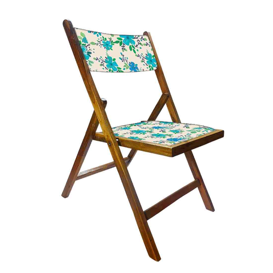 Nutcase Folding Chair Wooden For Home Dining - Blue Floral Nutcase