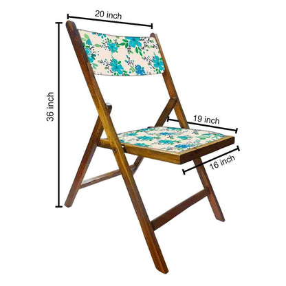 Nutcase Folding Chair Wooden For Home Dining - Blue Floral Nutcase