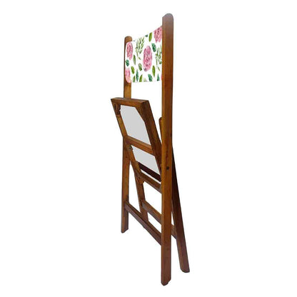 Nutcase Foldable Wooden Chairs With Cushion Seat - Pink Floral Leaves Nutcase