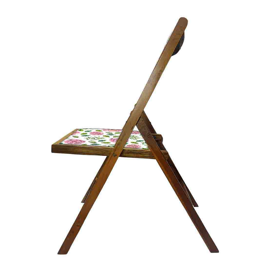 Nutcase Foldable Wooden Chairs With Cushion Seat - Pink Floral Leaves Nutcase