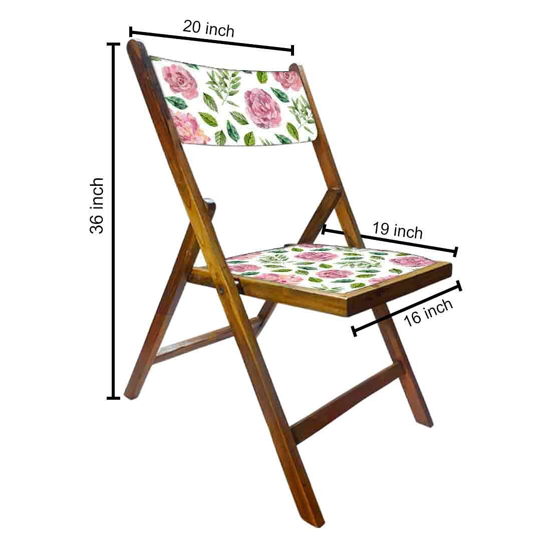 Nutcase Foldable Wooden Chairs With Cushion Seat - Pink Floral Leaves Nutcase