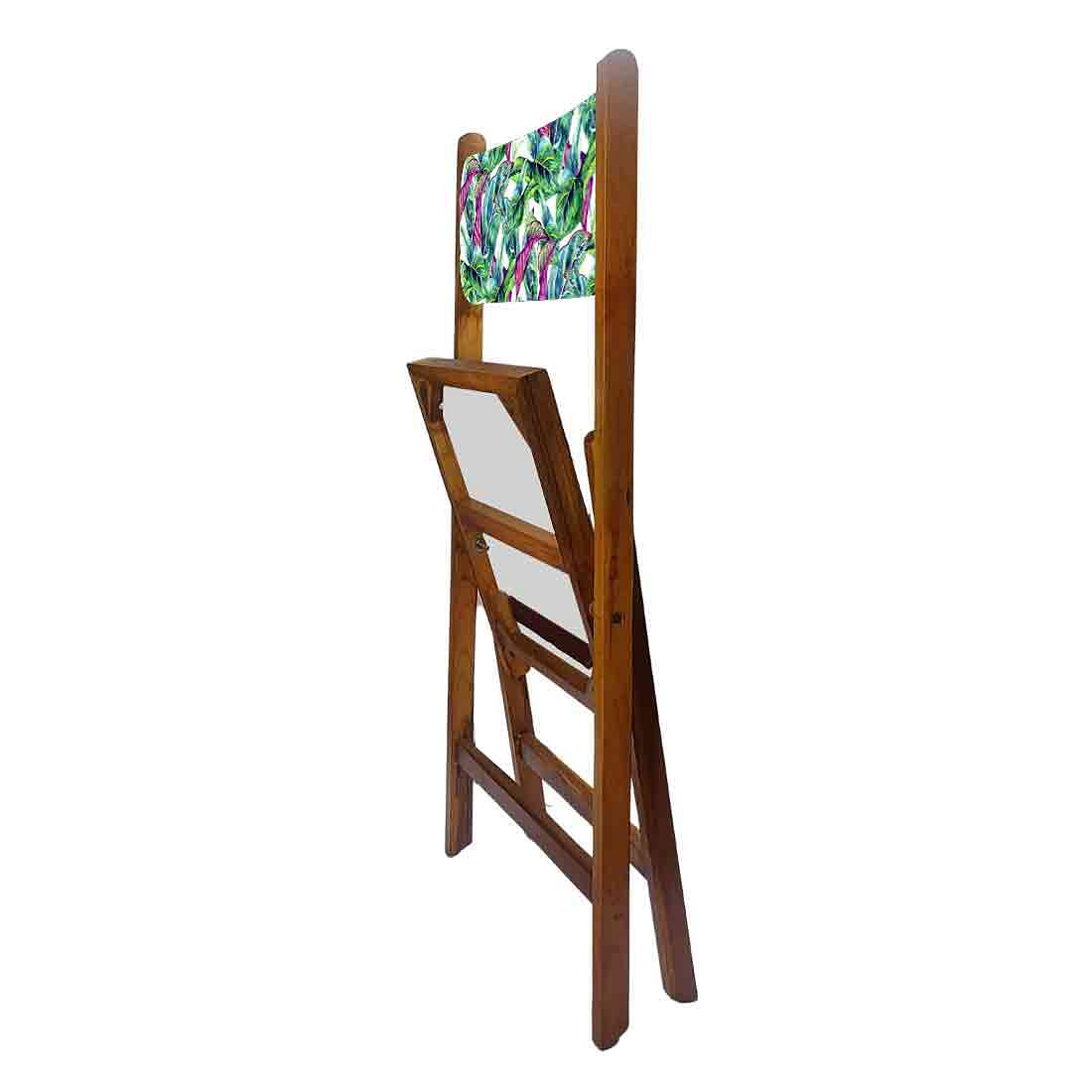 Nutcase Folding Teak Wood Chairs - Green Pink Leaves Nutcase