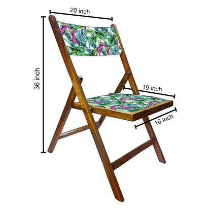 Nutcase Folding Teak Wood Chairs - Green Pink Leaves Nutcase