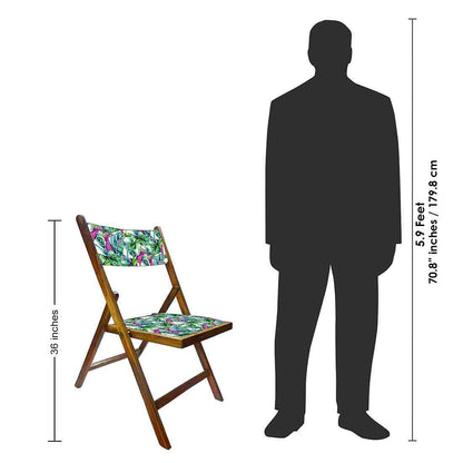 Nutcase Folding Teak Wood Chairs - Green Pink Leaves Nutcase