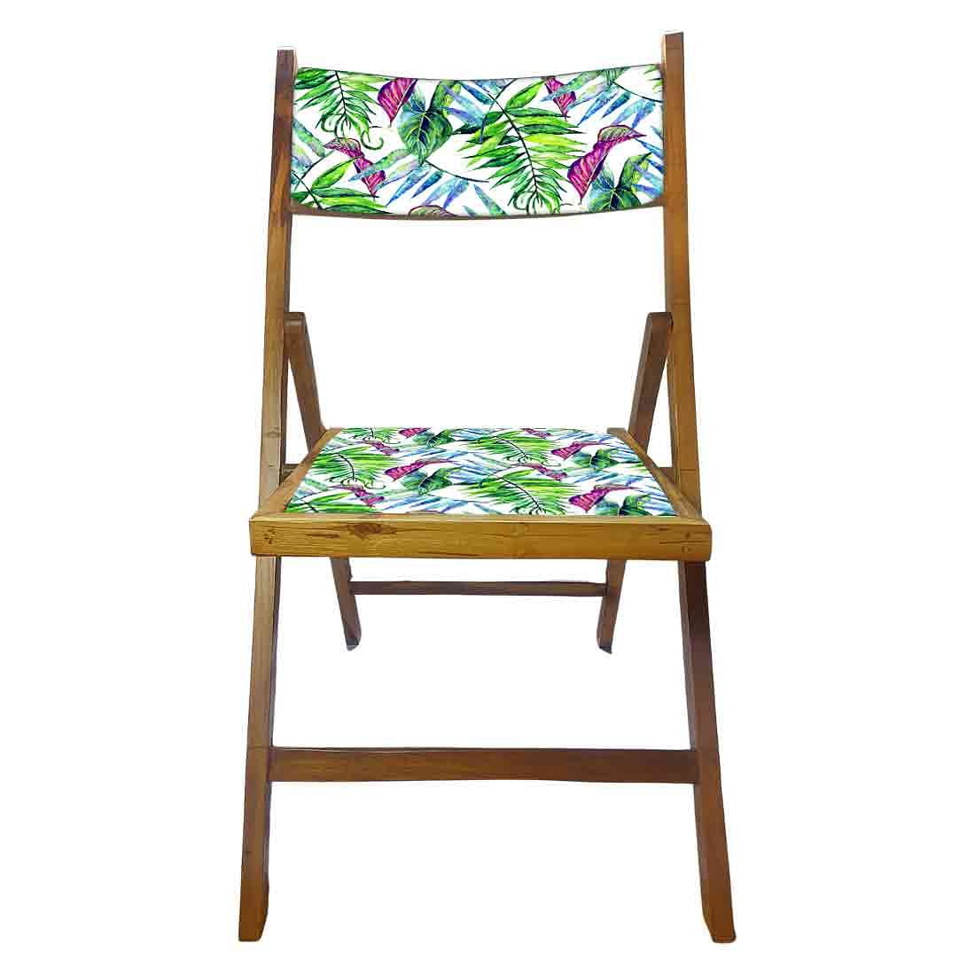 Nutcase Folding Wooden Chair For Home Dining  - Green Pink Neon Leaves Nutcase