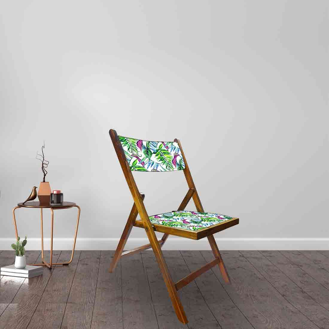 Nutcase Folding Wooden Chair For Home Dining  - Green Pink Neon Leaves Nutcase