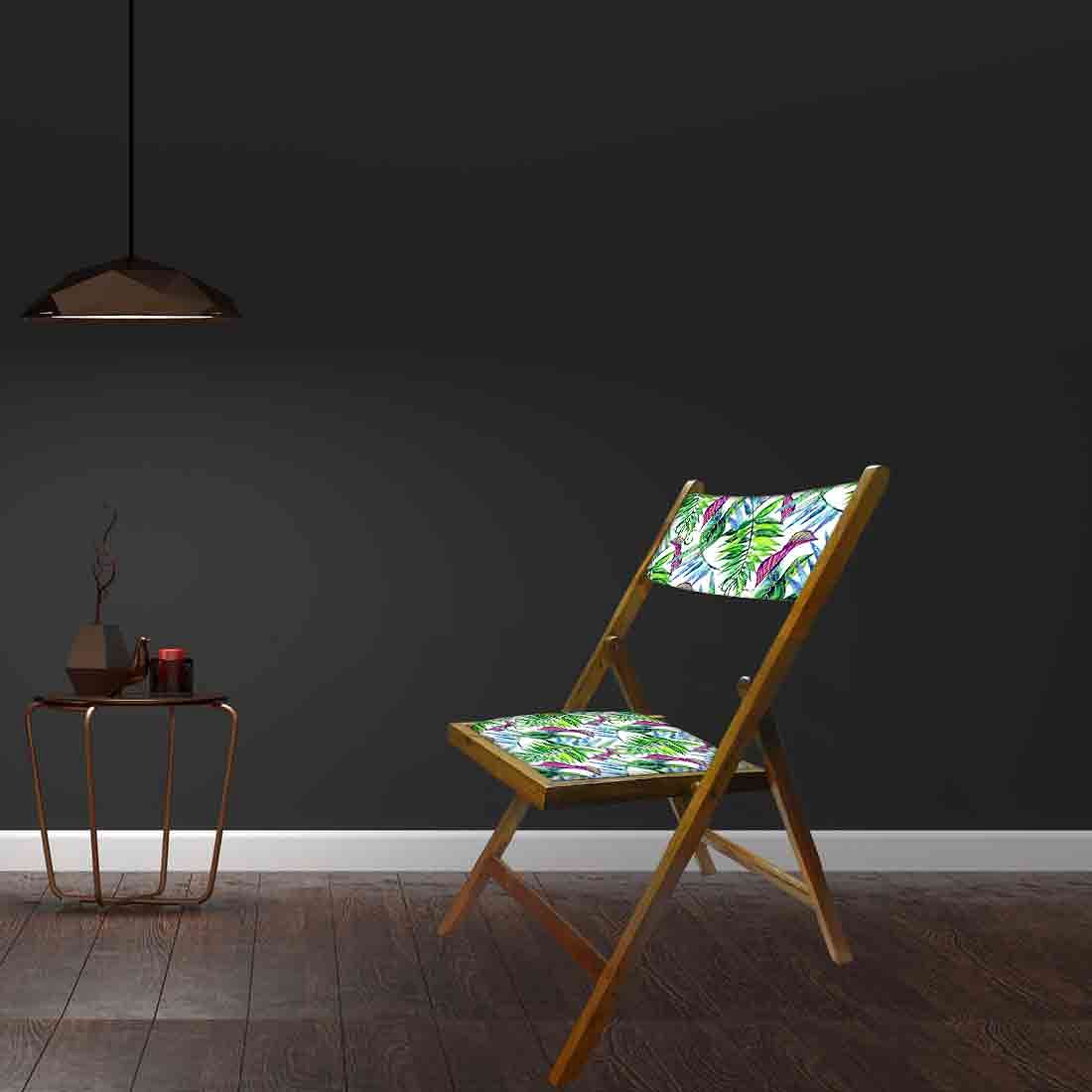 Nutcase Folding Wooden Chair For Home Dining  - Green Pink Neon Leaves Nutcase