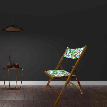 Nutcase Folding Wooden Chair For Home Dining  - Green Pink Neon Leaves Nutcase