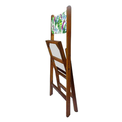Nutcase Folding Wooden Chair For Home Dining  - Green Pink Neon Leaves Nutcase