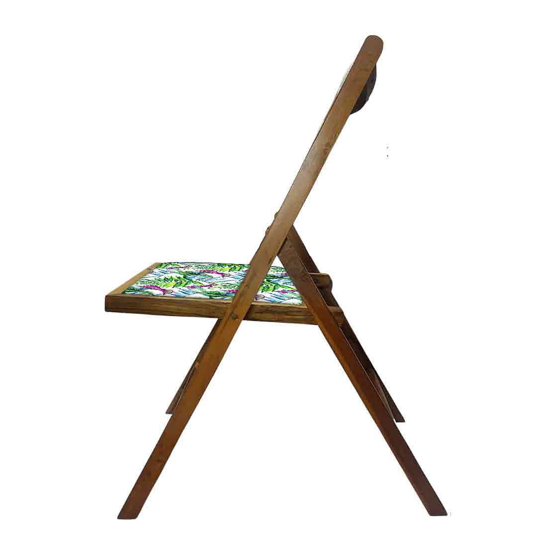 Nutcase Folding Wooden Chair For Home Dining  - Green Pink Neon Leaves Nutcase