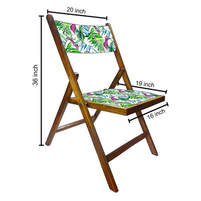 Nutcase Folding Wooden Chair For Home Dining  - Green Pink Neon Leaves Nutcase