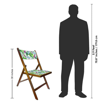 Nutcase Folding Wooden Chair For Home Dining  - Green Pink Neon Leaves Nutcase