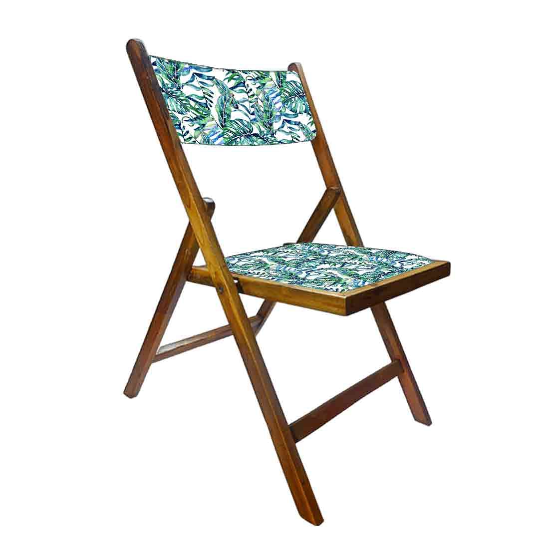Nutcase Teak Wood Folding Chair for adults - Neon Tropical Leaves Nutcase