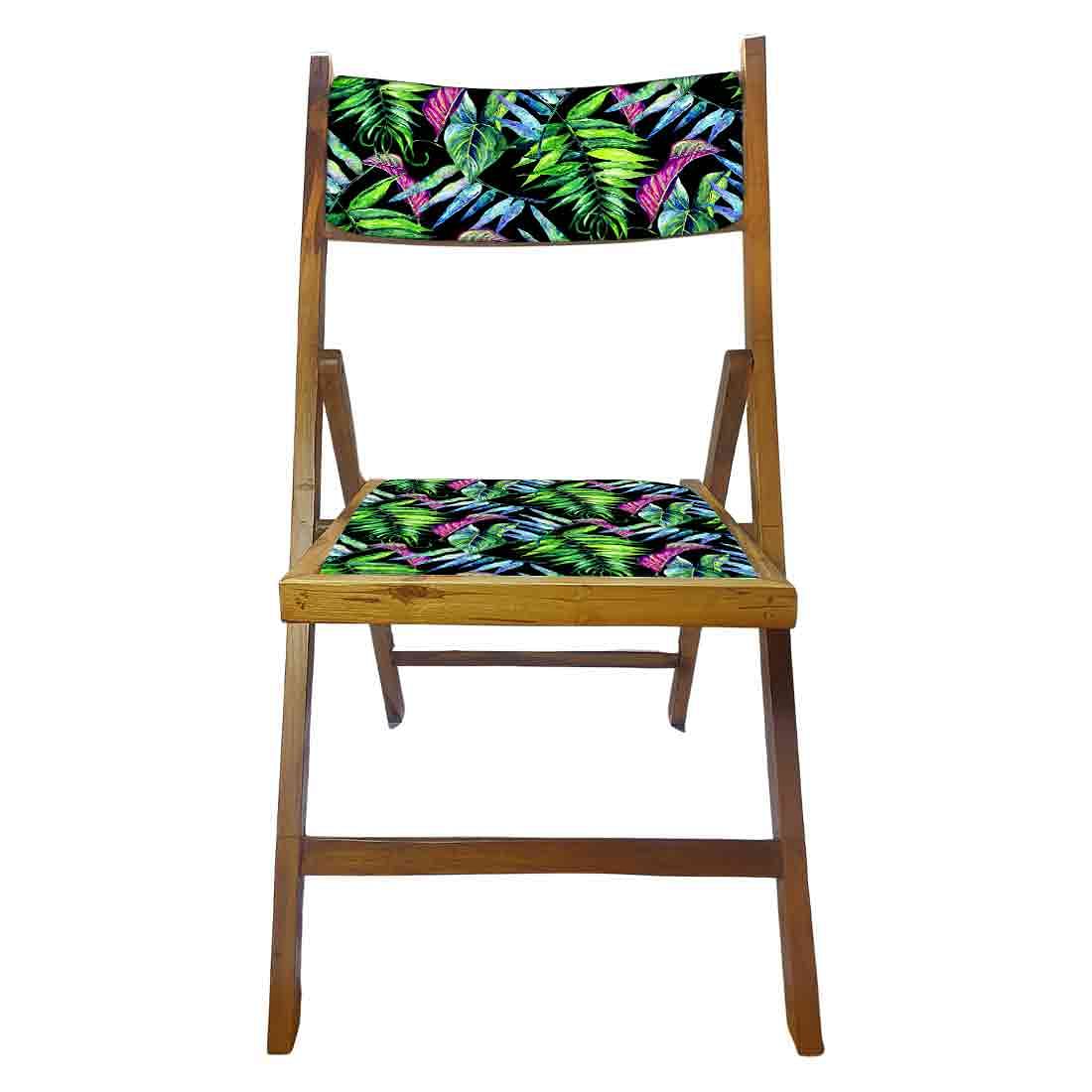 Nutcase Folding Wooden Chair  -  Blue Green Neon Leaves Nutcase