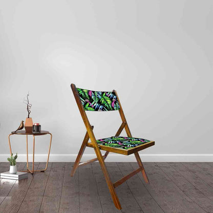 Nutcase Folding Wooden Chair  -  Blue Green Neon Leaves Nutcase