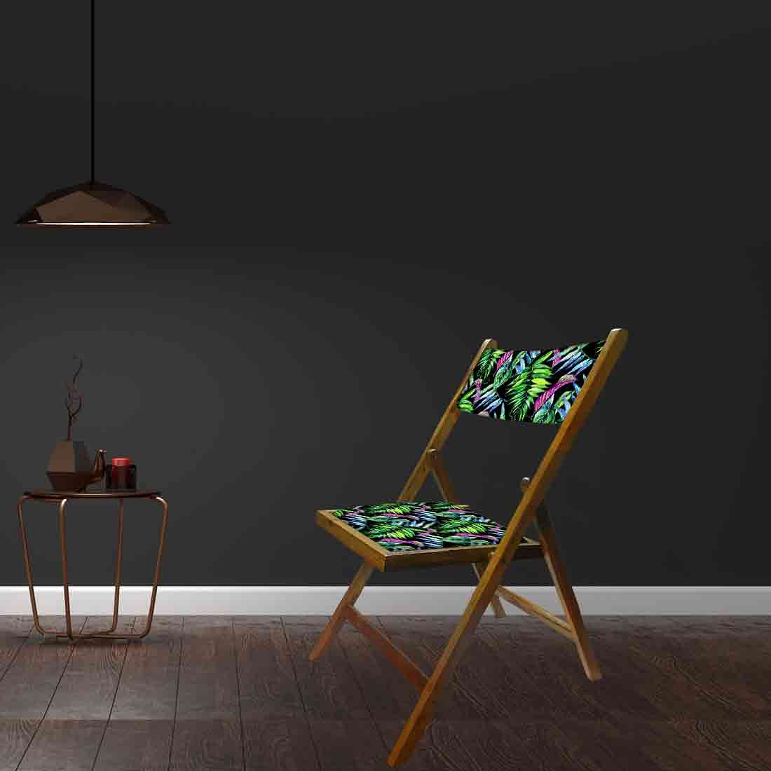 Nutcase Folding Wooden Chair  -  Blue Green Neon Leaves Nutcase