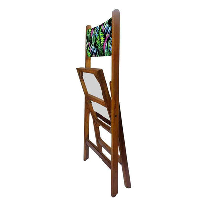 Nutcase Folding Wooden Chair  -  Blue Green Neon Leaves Nutcase