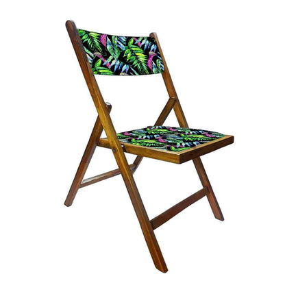 Nutcase Folding Wooden Chair  -  Blue Green Neon Leaves Nutcase