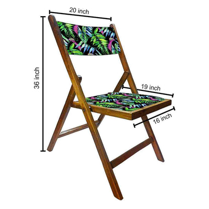 Nutcase Folding Wooden Chair  -  Blue Green Neon Leaves Nutcase