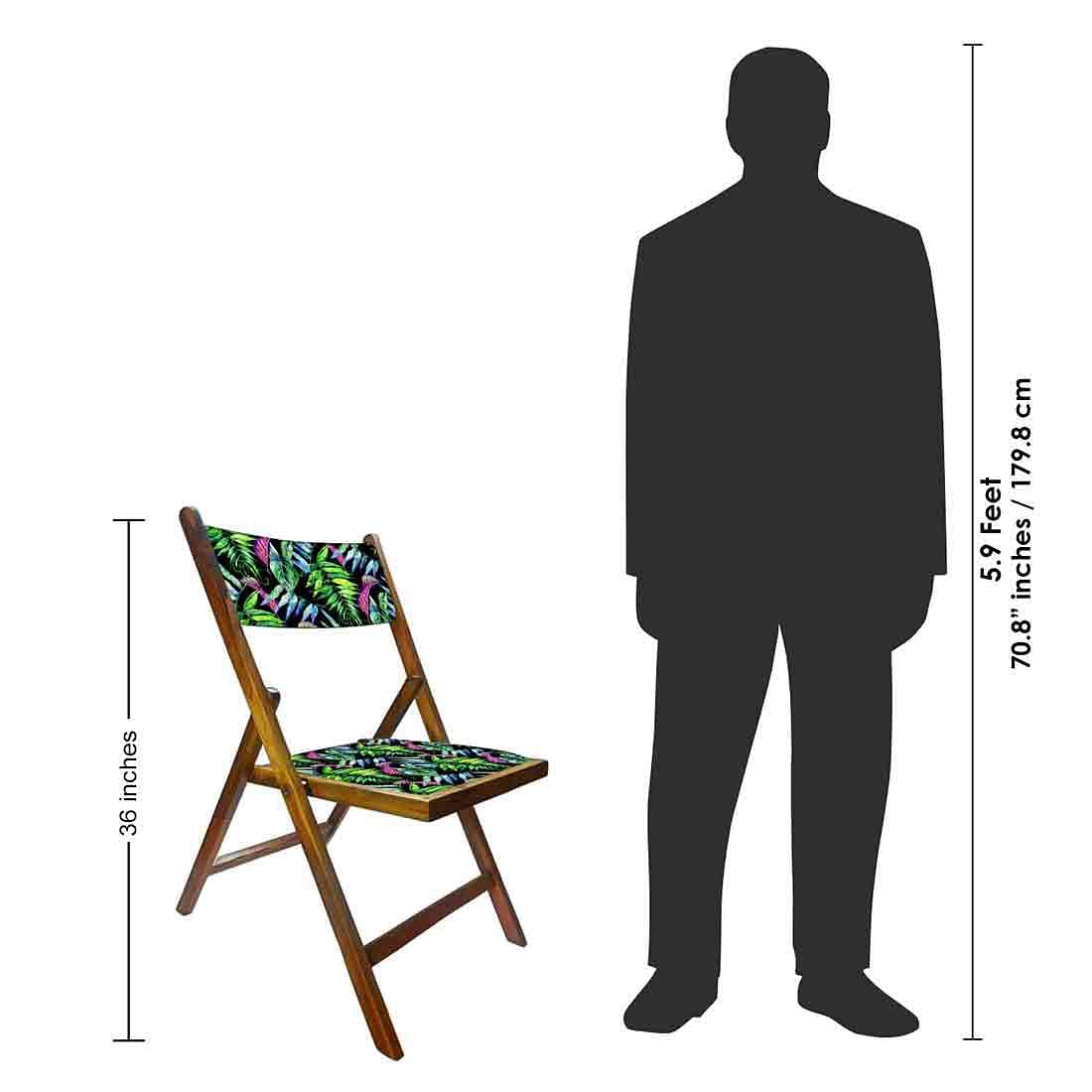 Nutcase Folding Wooden Chair  -  Blue Green Neon Leaves Nutcase