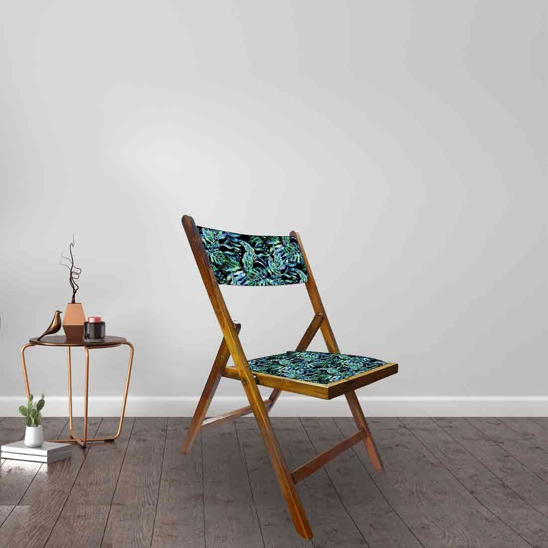 Nutcase Wooden Chair For Living Room  -  Black Green Tropical Leaves Nutcase