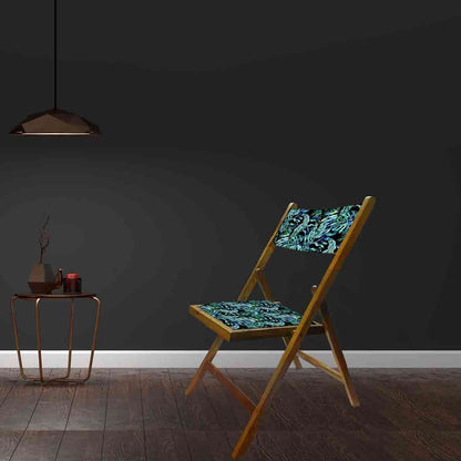 Nutcase Wooden Chair For Living Room  -  Black Green Tropical Leaves Nutcase