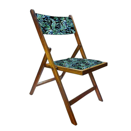Nutcase Wooden Chair For Living Room  -  Black Green Tropical Leaves Nutcase