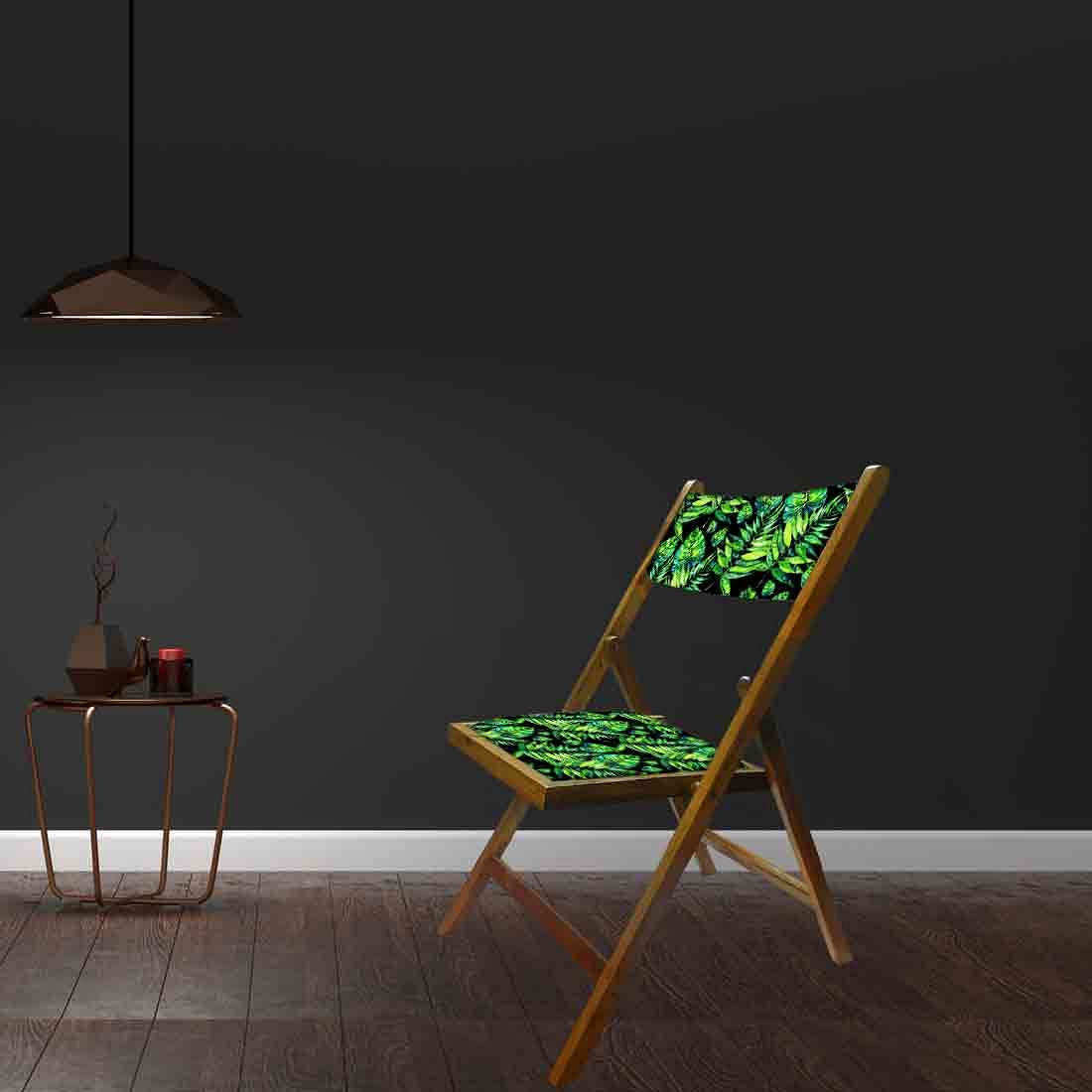 Nutcase Wooden Folding Chair for adults  -  Light Green Tropical Leaves Nutcase