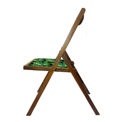 Nutcase Wooden Folding Chair for adults  -  Light Green Tropical Leaves Nutcase
