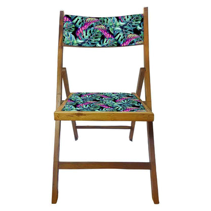 Nutcase Wooden Chair For Balcony Patio  -  Pink Blue Tropical Leaves Nutcase