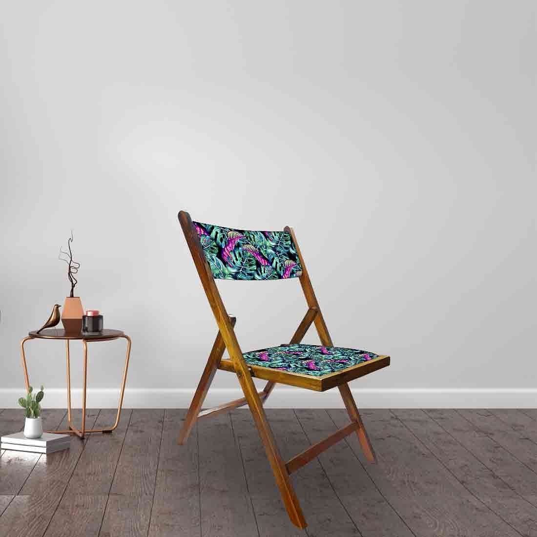 Nutcase Wooden Chair For Balcony Patio  -  Pink Blue Tropical Leaves Nutcase