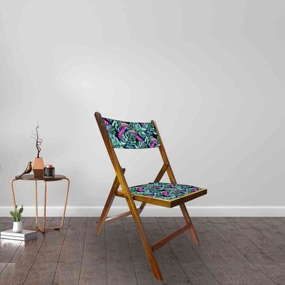 Nutcase Wooden Chair For Balcony Patio  -  Pink Blue Tropical Leaves Nutcase