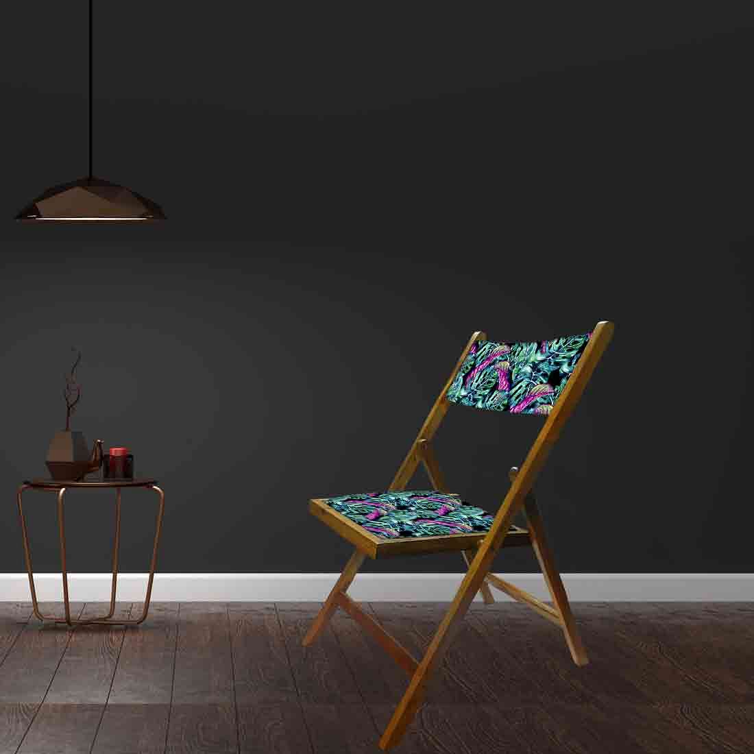 Nutcase Wooden Chair For Balcony Patio  -  Pink Blue Tropical Leaves Nutcase