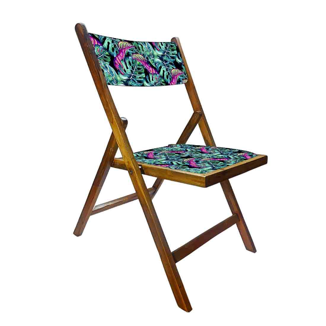 Nutcase Wooden Chair For Balcony Patio  -  Pink Blue Tropical Leaves Nutcase