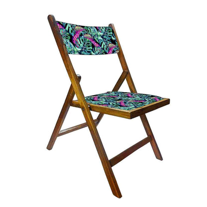 Nutcase Wooden Chair For Balcony Patio  -  Pink Blue Tropical Leaves Nutcase